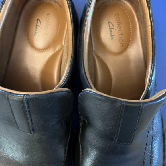 MENS SIZE 9.5 CLARK’S CASUAL DRESS SHOES - BLACK - Picture 5 of 8